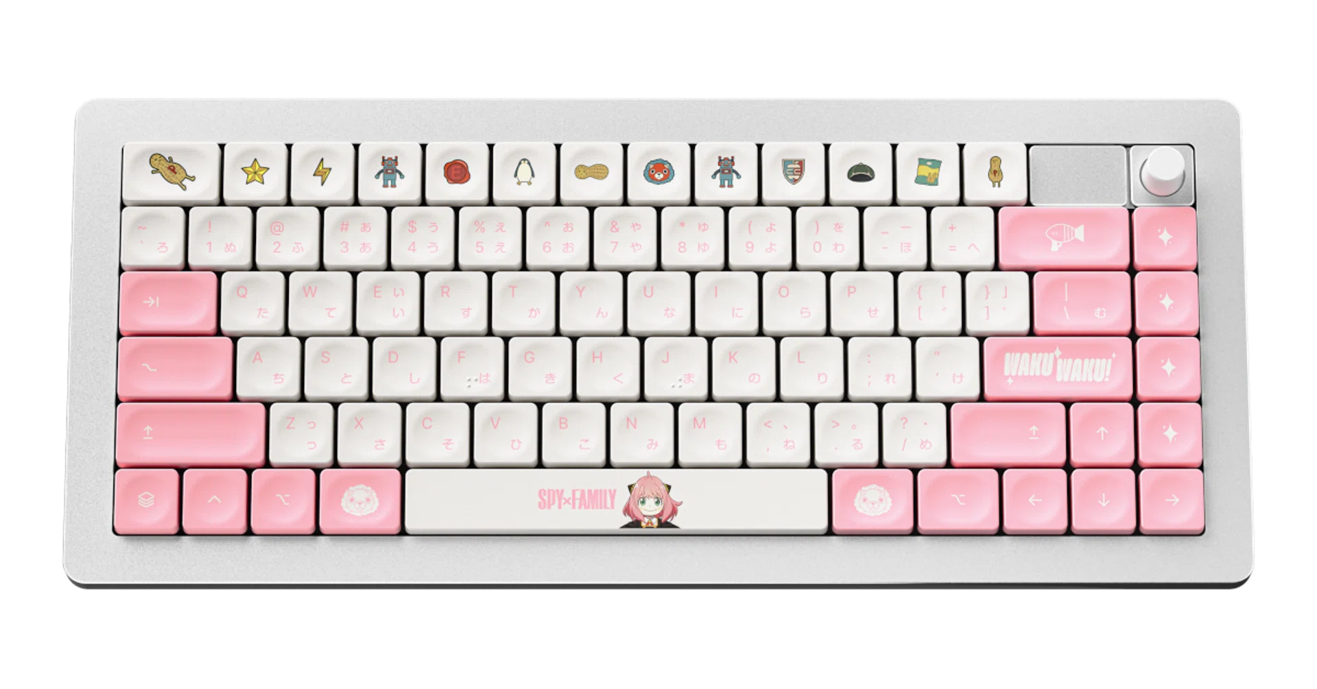 Spy X Family Anya edition keycaps on Cupertino Silver. (image source: Monokei)