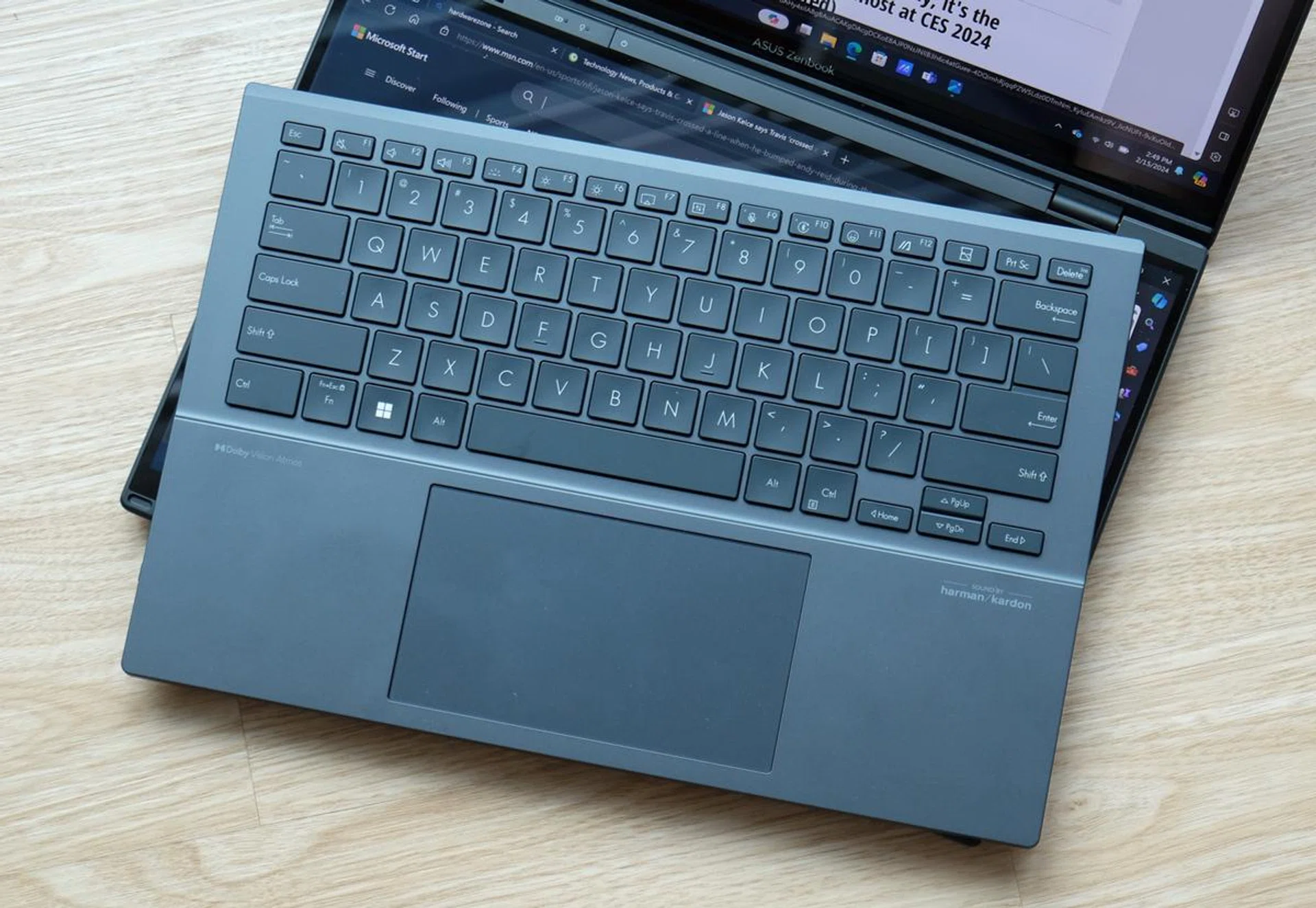 The best thing I can say about the Zenbook Duo's keyboard and trackpad is that it feels entirely normal and not compromised in any way. (Click to view a larger image.)