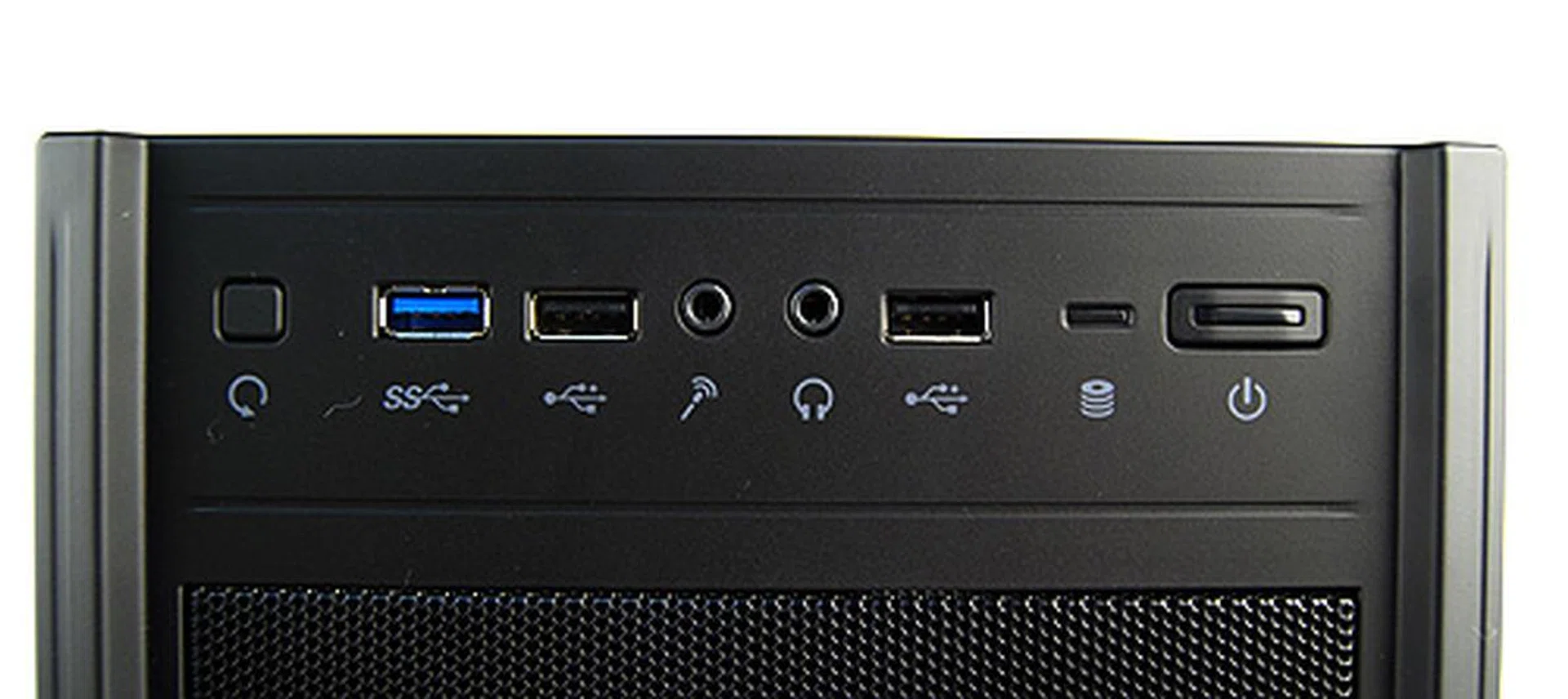 The Elite 431 Plus has been updated to include a single USB 3.0 port. Along with it, it also gets two USB 2.0 ports, the usual power, reset buttons, and headphones and microphone jacks.