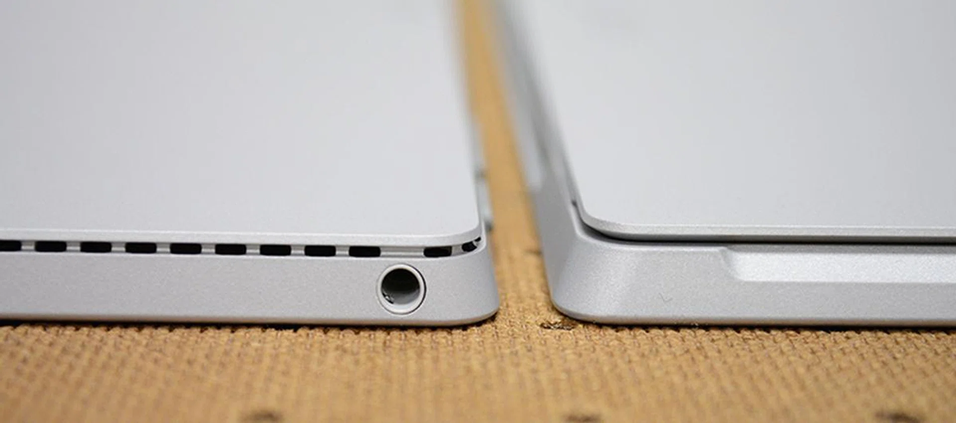 Its not too pronounced, but you can tell that the Surface Pro 4 (left) is just a wee bit thinner.