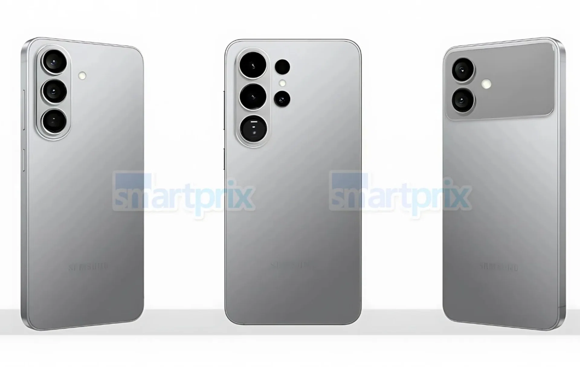 Renders of the Samsung Galaxy S26 series.