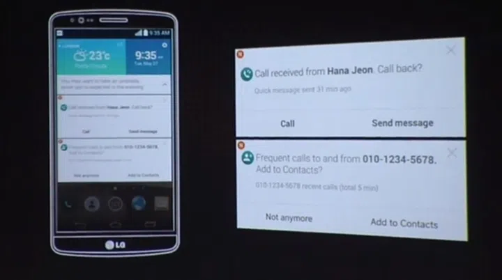 Smart Notice will remind you to respond to a missed call or add a new number to the phonebook.