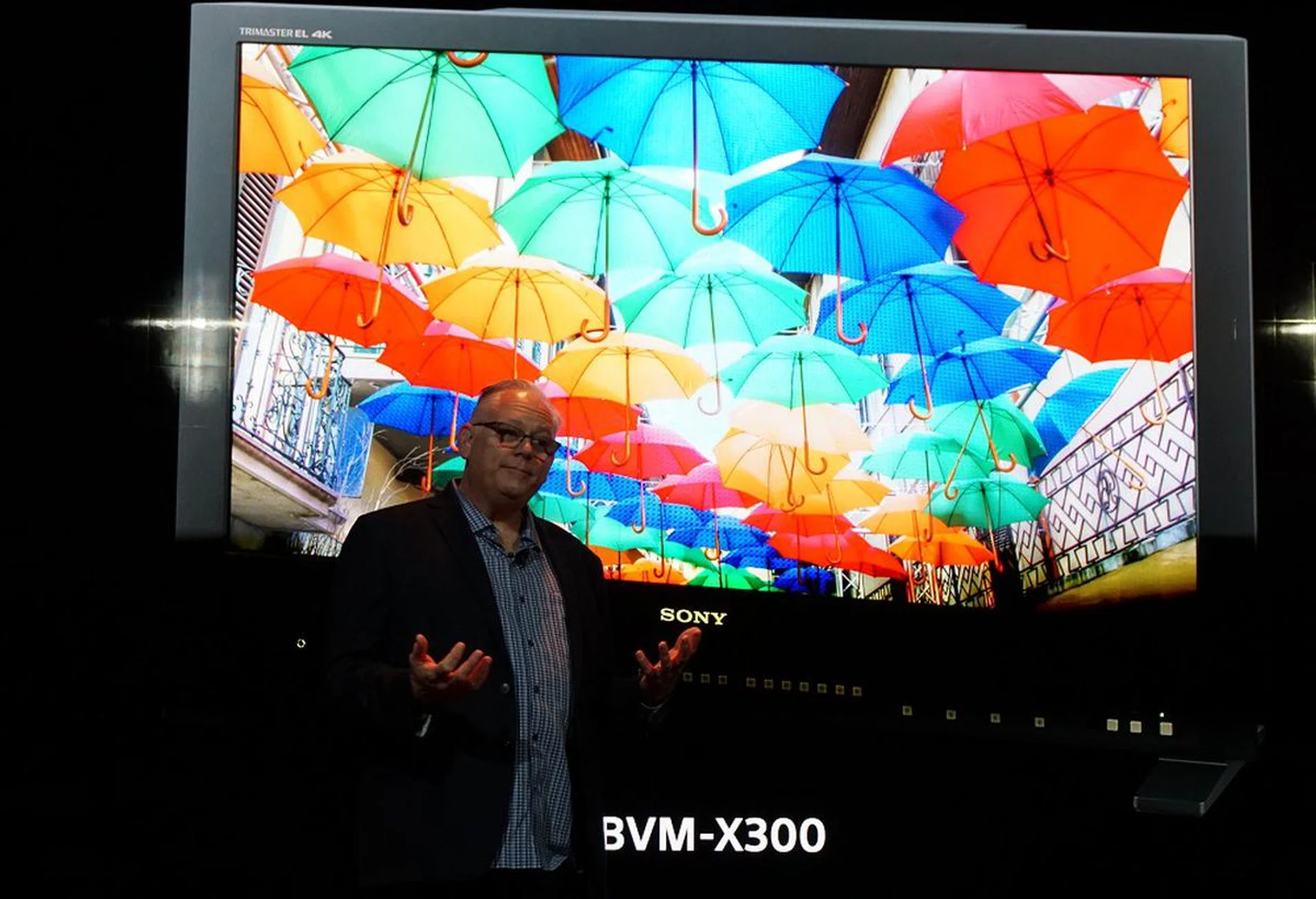 Bill Baggelaar, SVP, Technology at Sony Pictures sharing some of the most established products used in the post production world - such as this US$30,000 30-inch 4K OLED reference monitor.