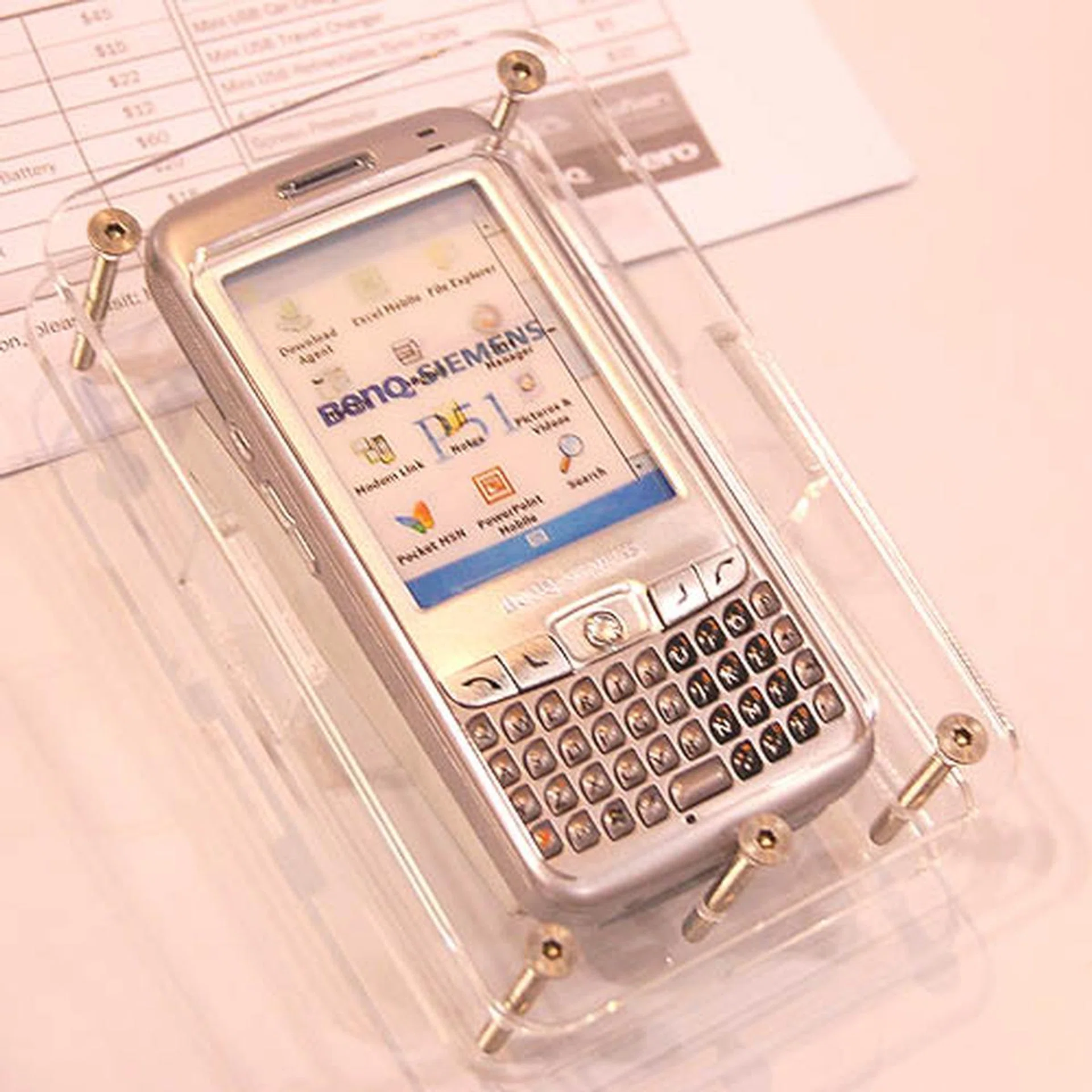  With the current financial status of BenQ Siemens, it was interesting to note that this P51 mobile phone is still selling here at the IT show. This is a Quadband GSM phone with a 1.3 megapixel camera and a built-in GPS receiver and should set you back by $898.  