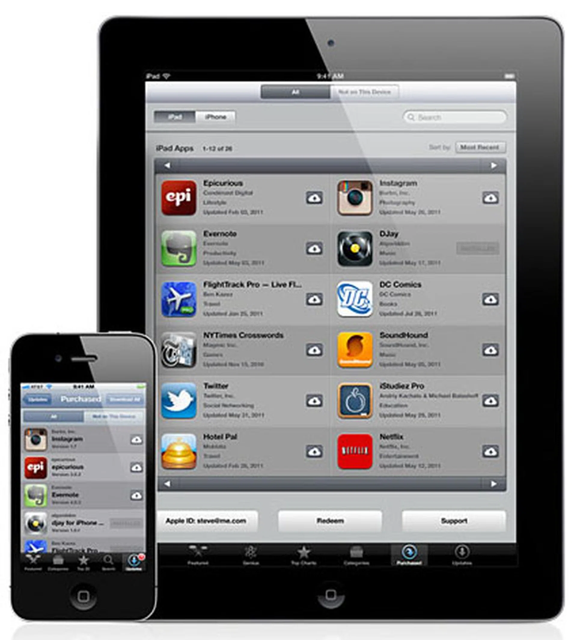 Purchase an app and it can be used across your other iOS devices with the iCloud pushing it across for you.