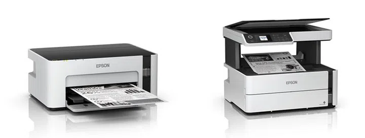 Epson EcoTank Monochrome M1120 printer and M2140 ink tank printers.