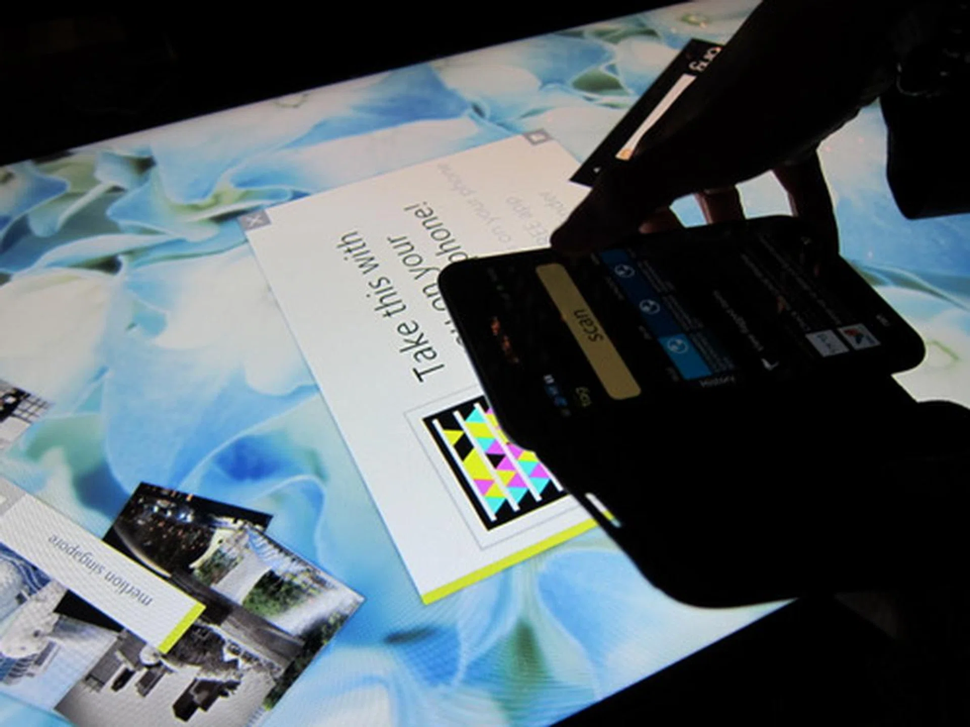 The SUR40 is able to transfer data between devices via the network using tags. 
