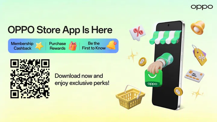 QR Code containing Google Play Store download link for OPPO Store App.