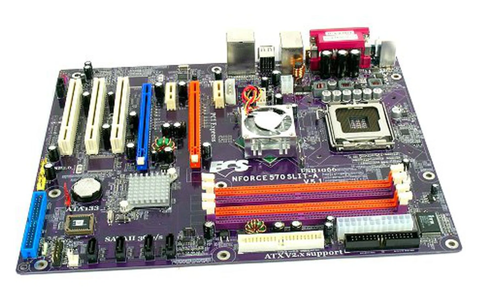 The ECS nFORCE 570 SLIT-A: Shoestring Core 2 SLI, but does not have the stability or tweaking bandwidth for the hardcore.