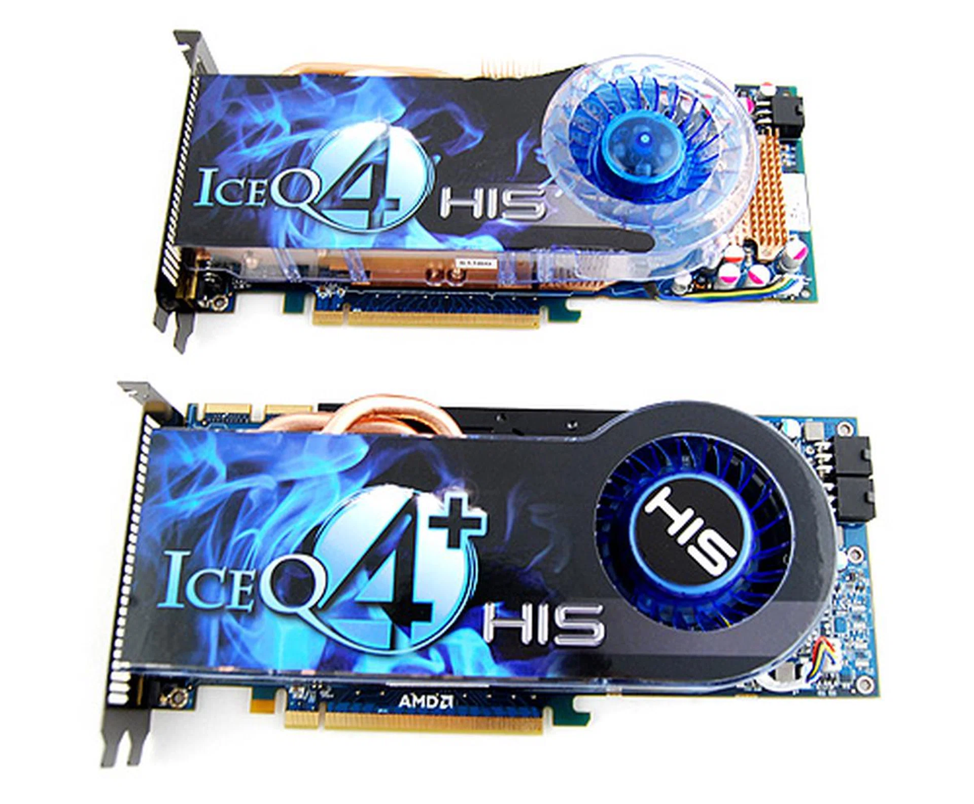 As you can see here, placed beside its sibling, the Radeon HD 4850 IceQ 4 TurboX, the new HIS Radeon HD 4870 IceQ 4+ Turbo looks almost identical.
