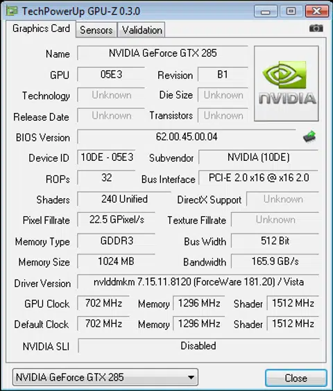  from the Zotac GeForce GTX 285 AMP! Edition. Clock speeds are factory-overclocked.