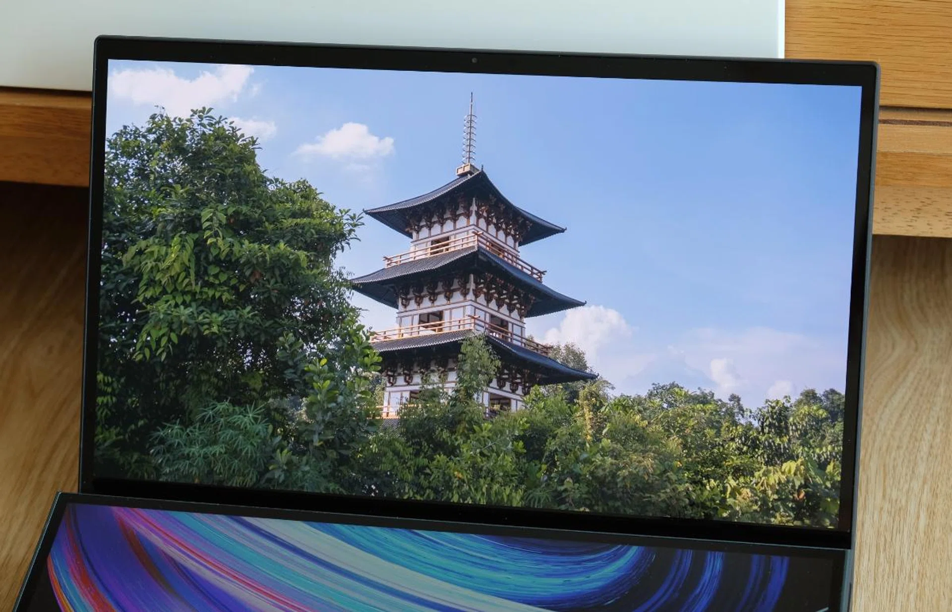 The main 15.6-inch display is OLED and looks fantastic.