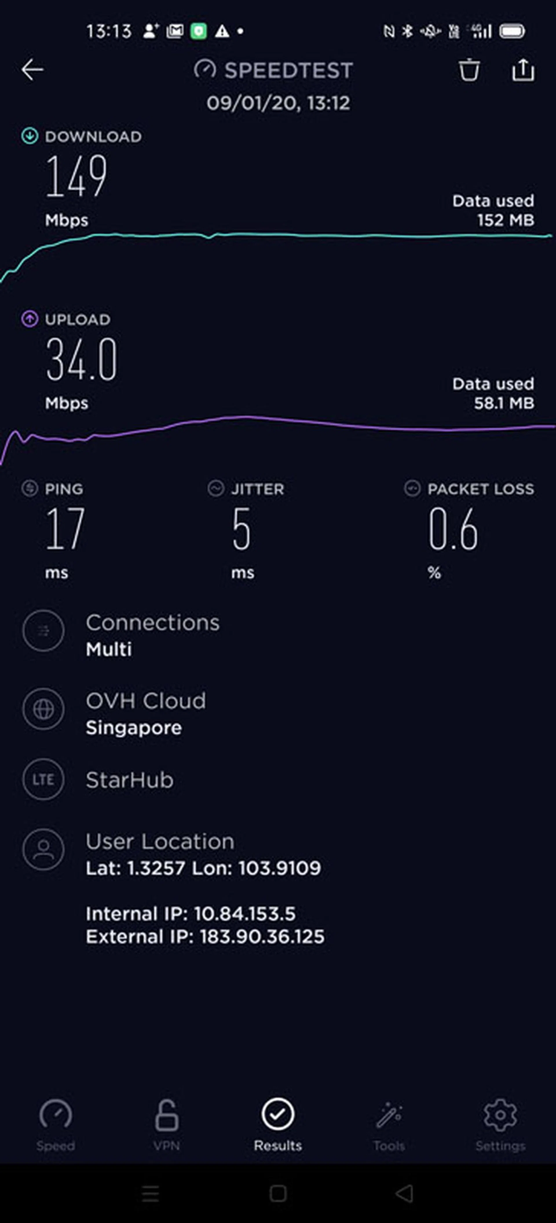 StarHub LTE Test 1