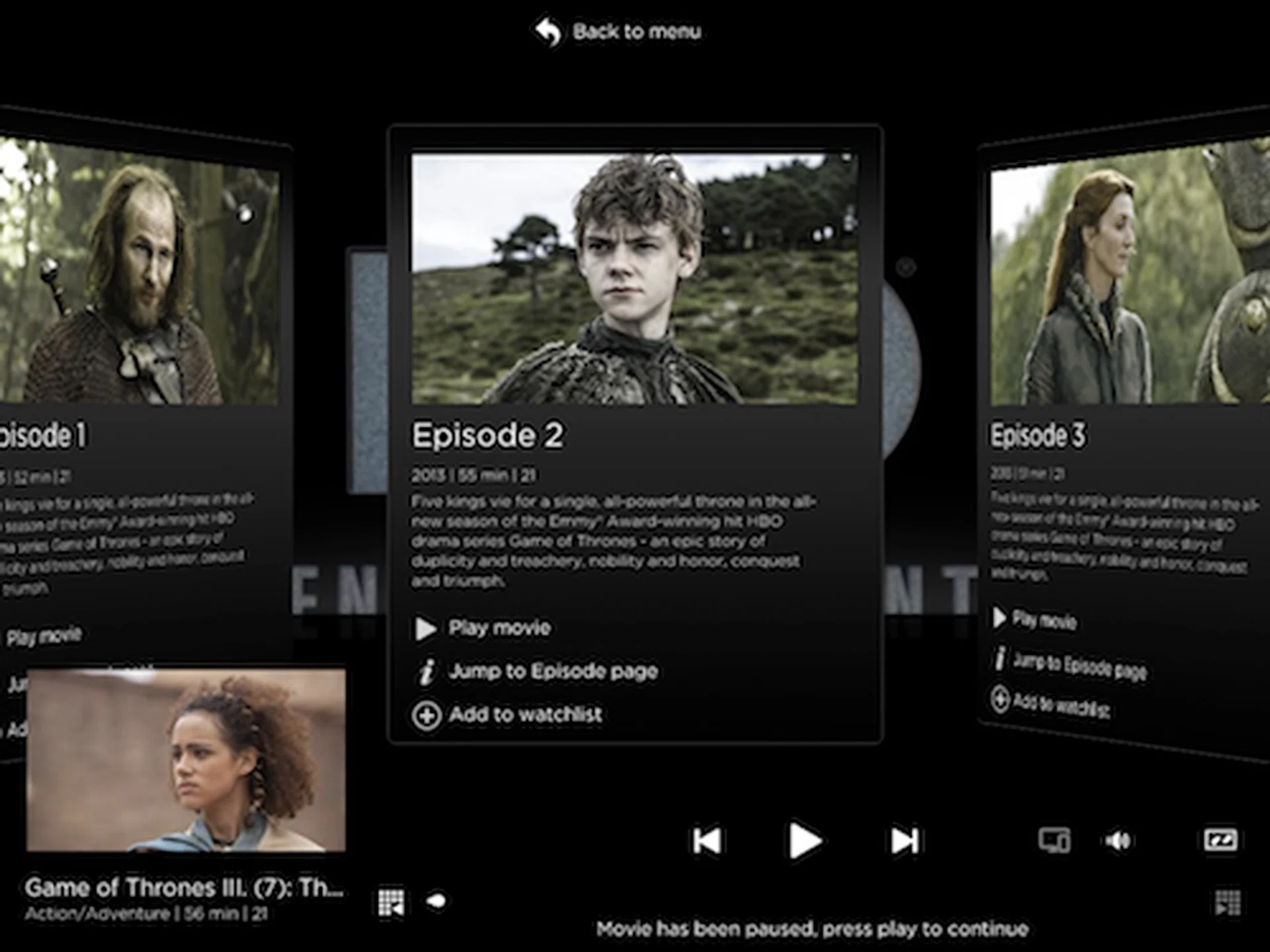 Within the season itself, you can flip through different episodes in a panel navigation format. They come with short summaries so that you can follow the story, in the event that you've lost track after some time.