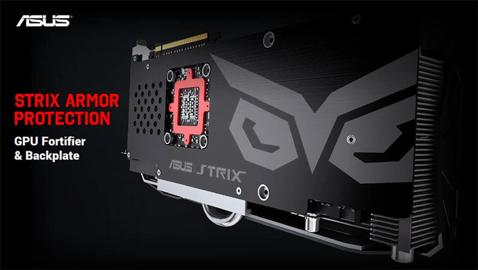 The GPU Fortifier provides additional reinforcement to the structural integrity of the PCB. (Image Source: ASUS)