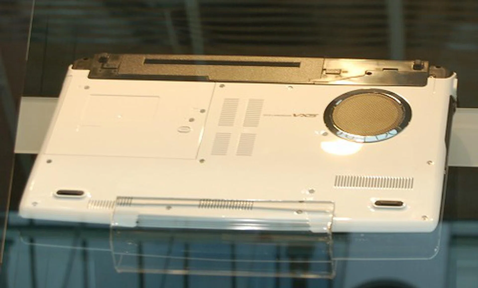  This is bottom-view of the notebook and it looks like it has a decent-sized subwoofer.  