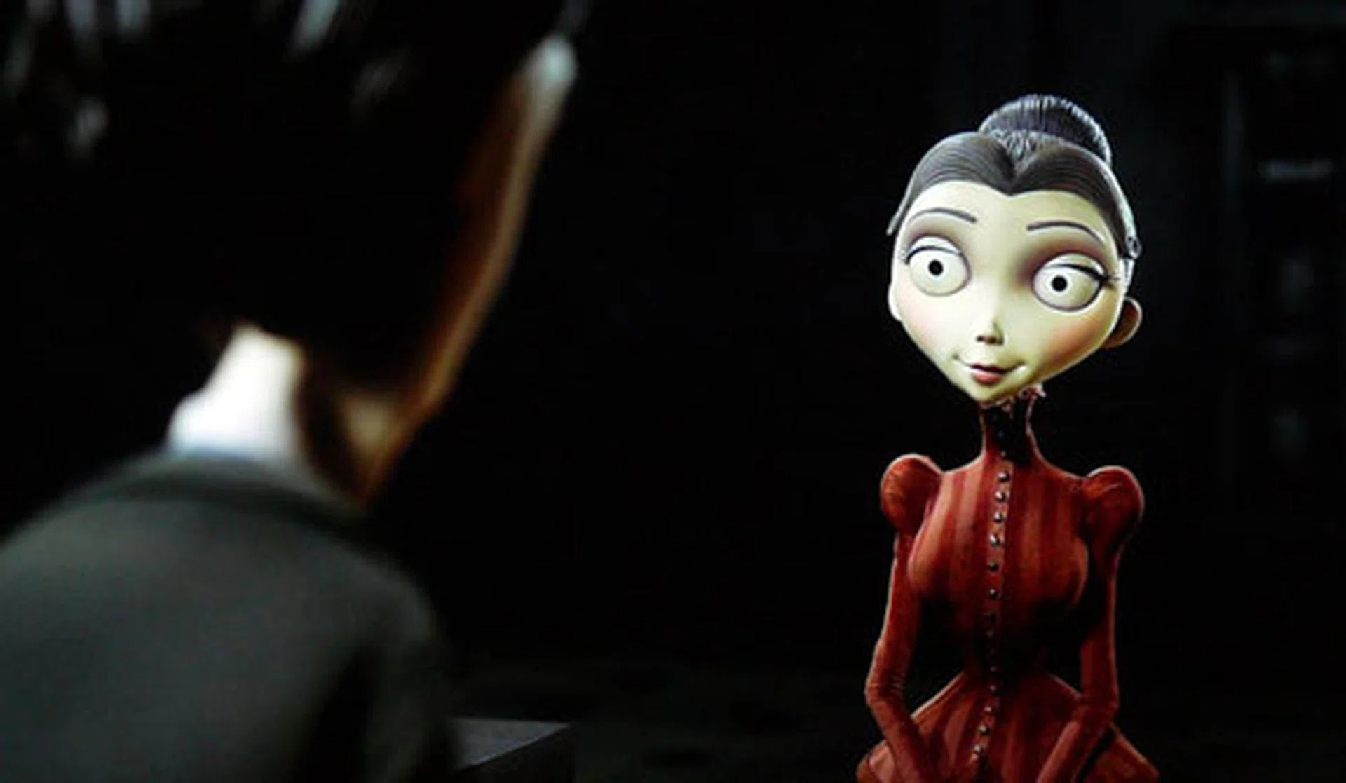 This particular screen cap of Corpse Bride gives us a nice perception of depth, clarity and detail. Finer aspects of Victoria's hair and even the rosy hue on her cheeks are depleted when Dynamic Contrast is pushed to "High".
