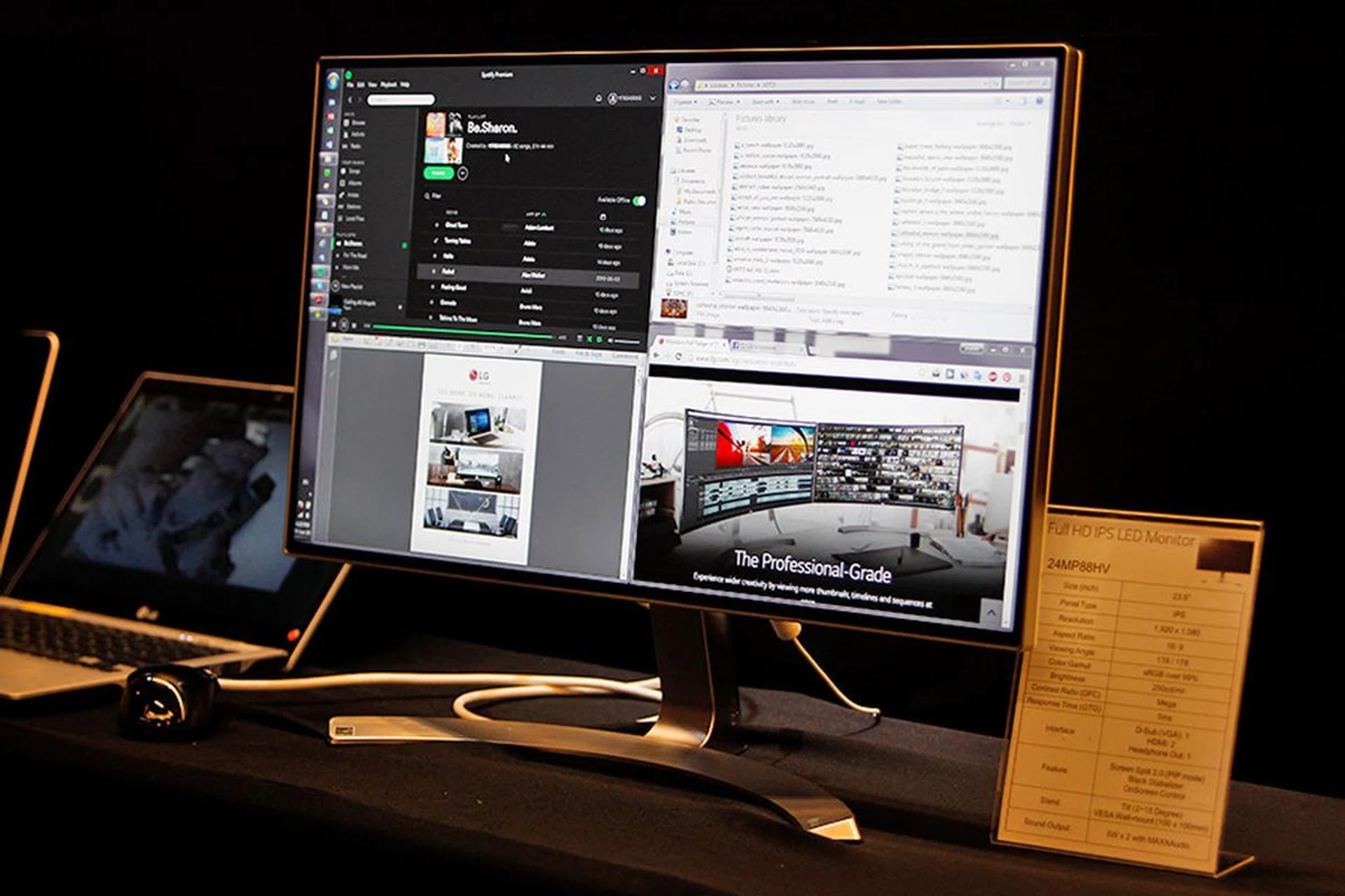 The 24MP88HV is a 23.8-inch IPS monitor, and it has a color gamut that covers over 99% of the sRGB space. Also comes with two HDMI ports.