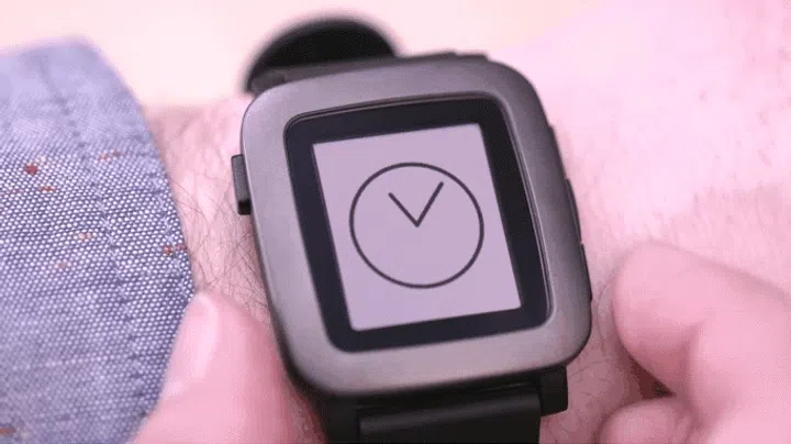 Pebble's new Timeline interface in action.