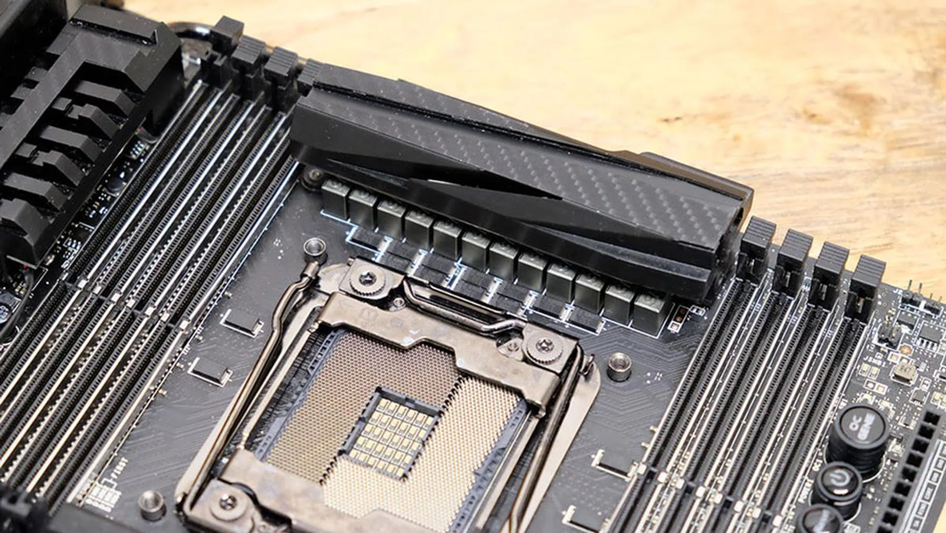 The board uses a 12-phase VRM to handle high overclocks.