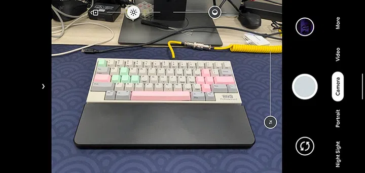 The dual-exposure slider controls can be activated by tapping on the screen of the Pixel 4.