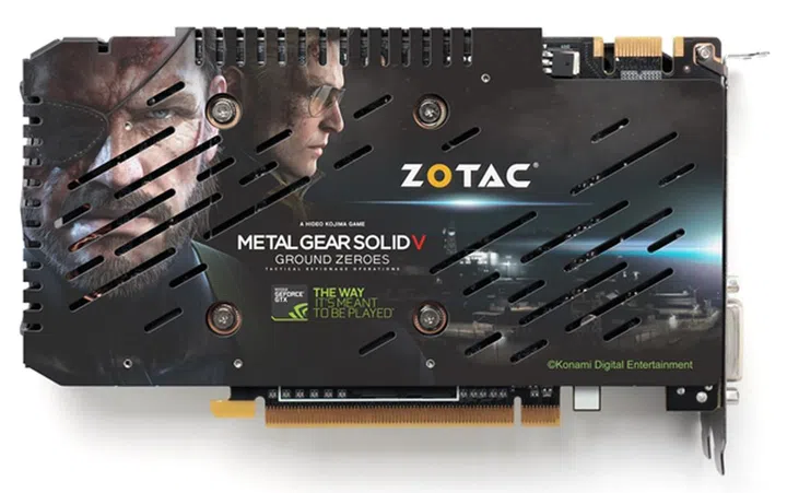 TheMGS-themed backplate of the Zotac GeForce GTX 960 AMP! Edition 2GB GDDR5 (Image source: Zotac)