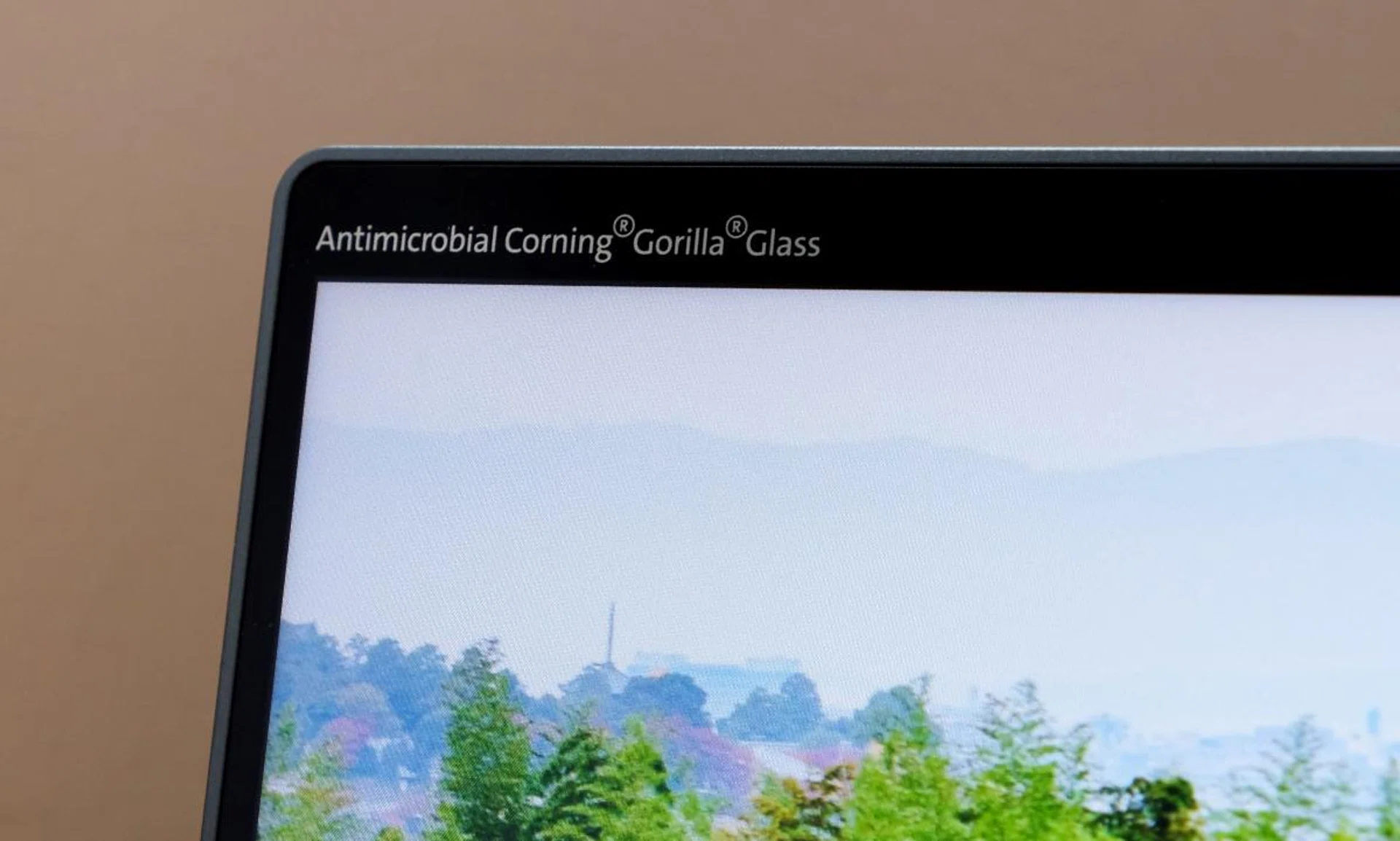 The display is protected by antimicrobial Corning Gorilla Glass.