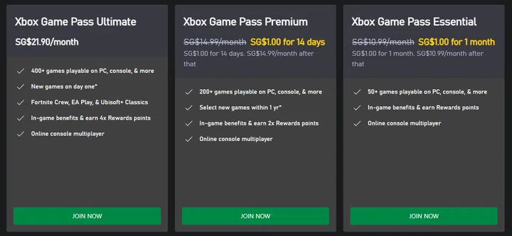 Xbox Game Pass prices