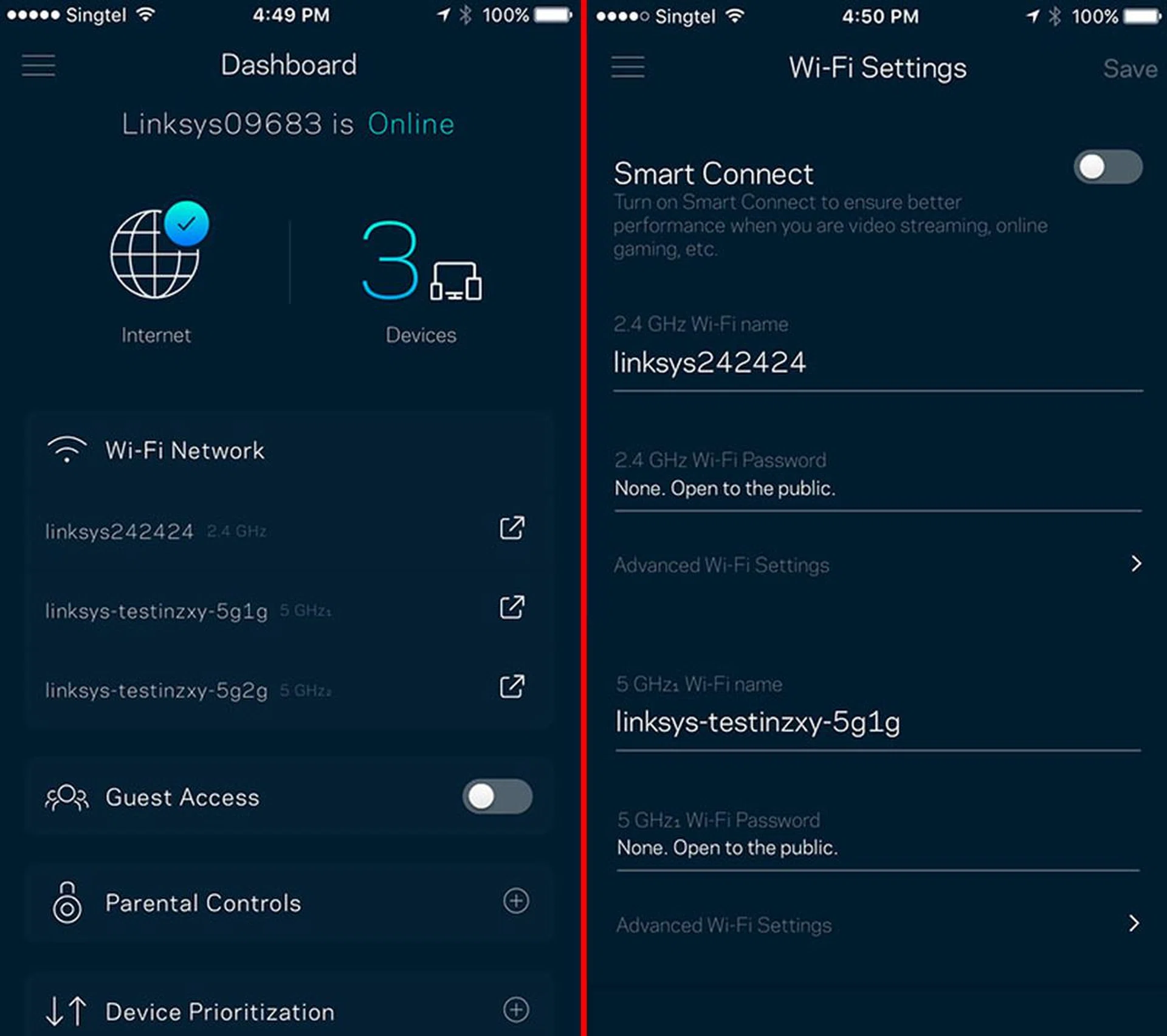 The updated Linksys Smart Wi-Fi app has a new interface that looks modern and is even easier to navigate.