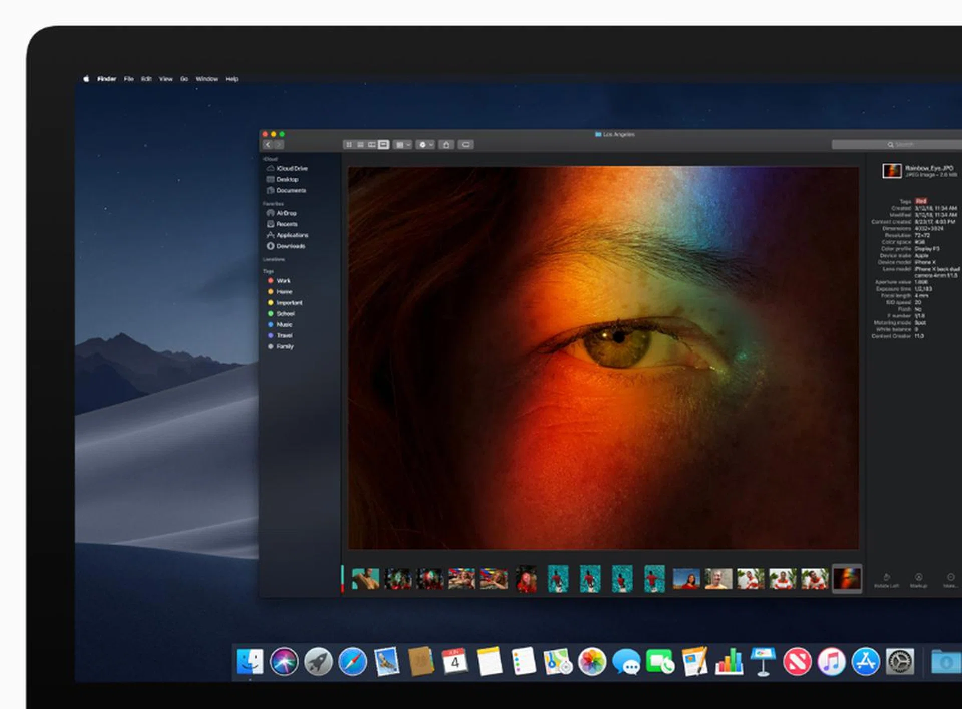 Note the dark menu bar and Finder window. (Image source: Apple)