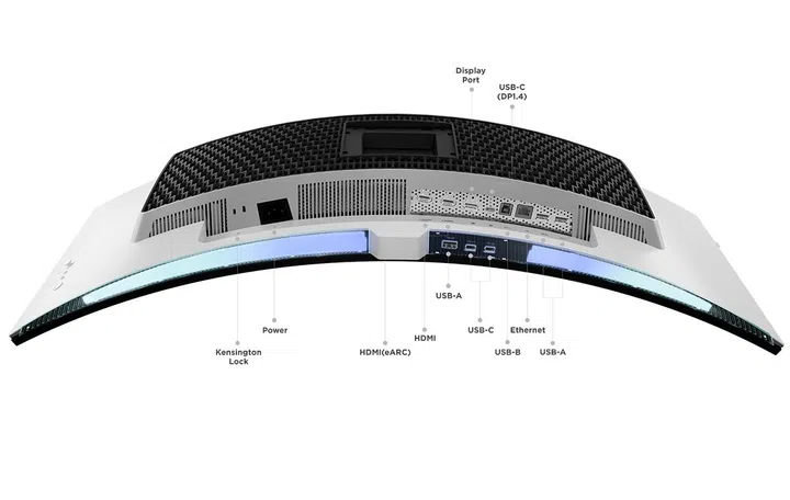 Ambient lighting on the bottom of the Legion Pro 34WD-10 monitor. (Image source: Lenovo)