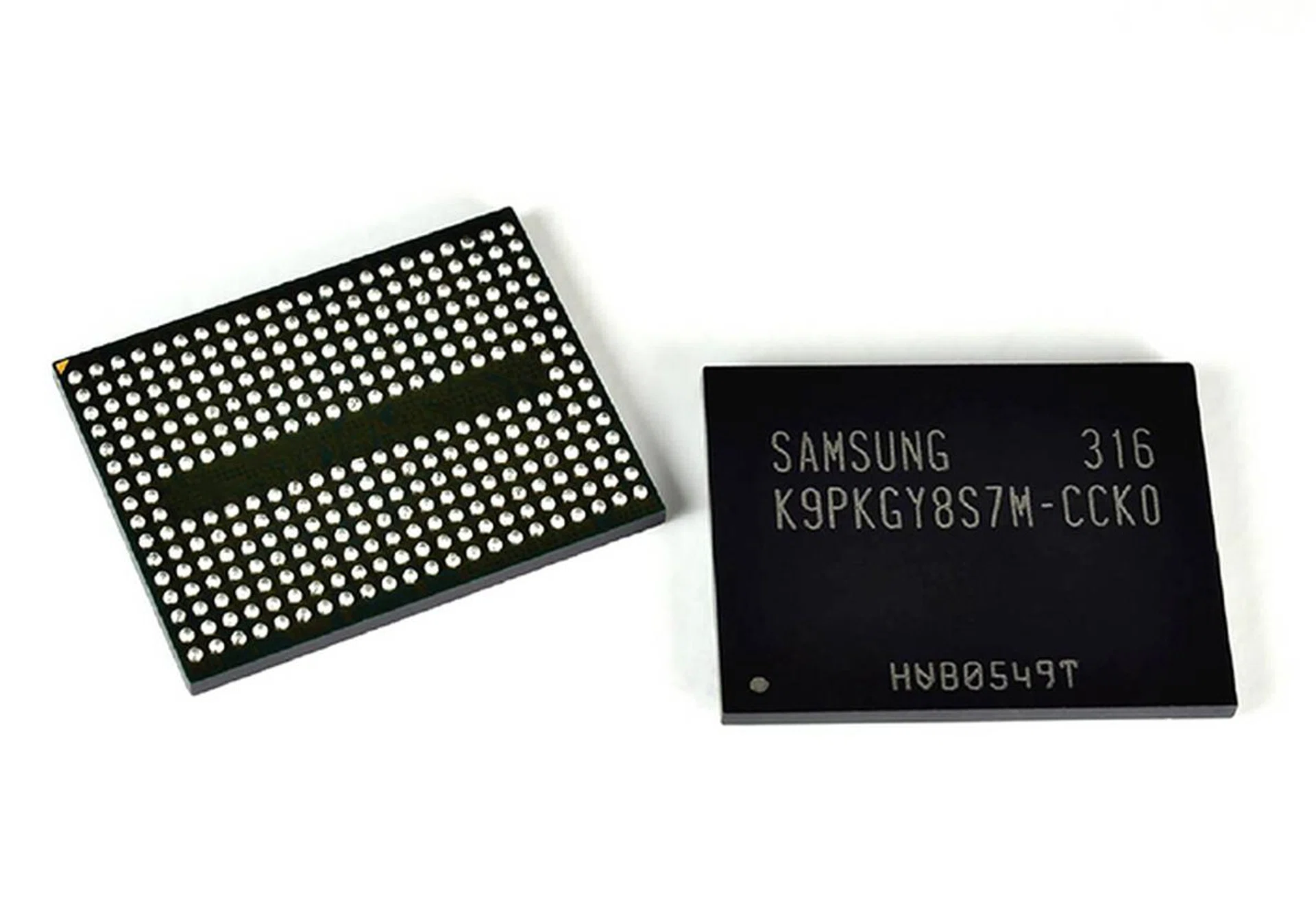First seen last year, Samsung's 3D V-NAND packages look just like regular NAND packages.