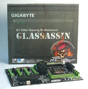 Green and matte black makes a nice change from Gigabyte's usual colors. Gigabyte has gone all cosplay on us with heatsinks that are sculpted to look like parts of a rifle.