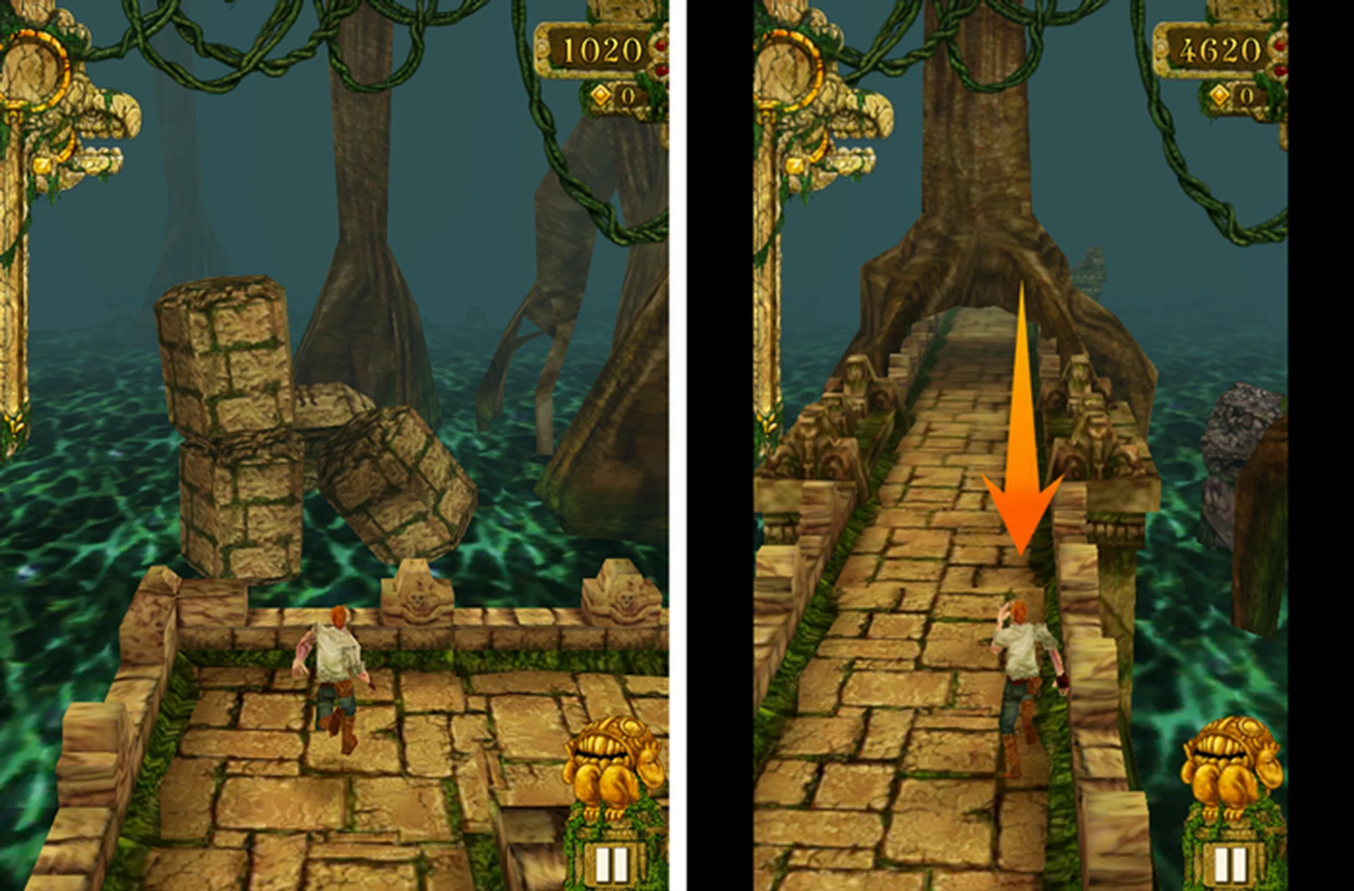 Temple Run: Pre-aspect ratio correction VS post-aspect ratio correction