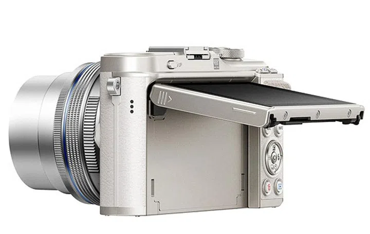The rear LCD flips both up and down so you can still use it for selfies.
