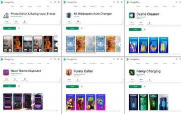 A small selection of malicious apps found on the Google Play Store. Image credit: Dr.Web.