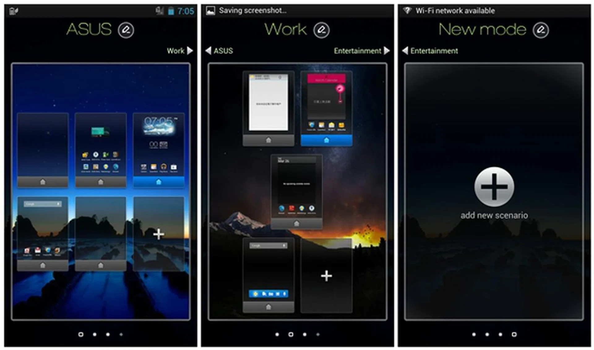 Notice how the apps and widgets are arranged in the two different scenarios.