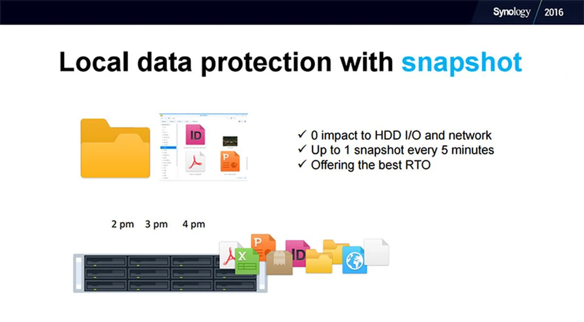 Thanks to support for the Btrfs file system, Synology has been able to implement Snapshots in order to guard against things like accidental file deletions. (Image Source: Synology)