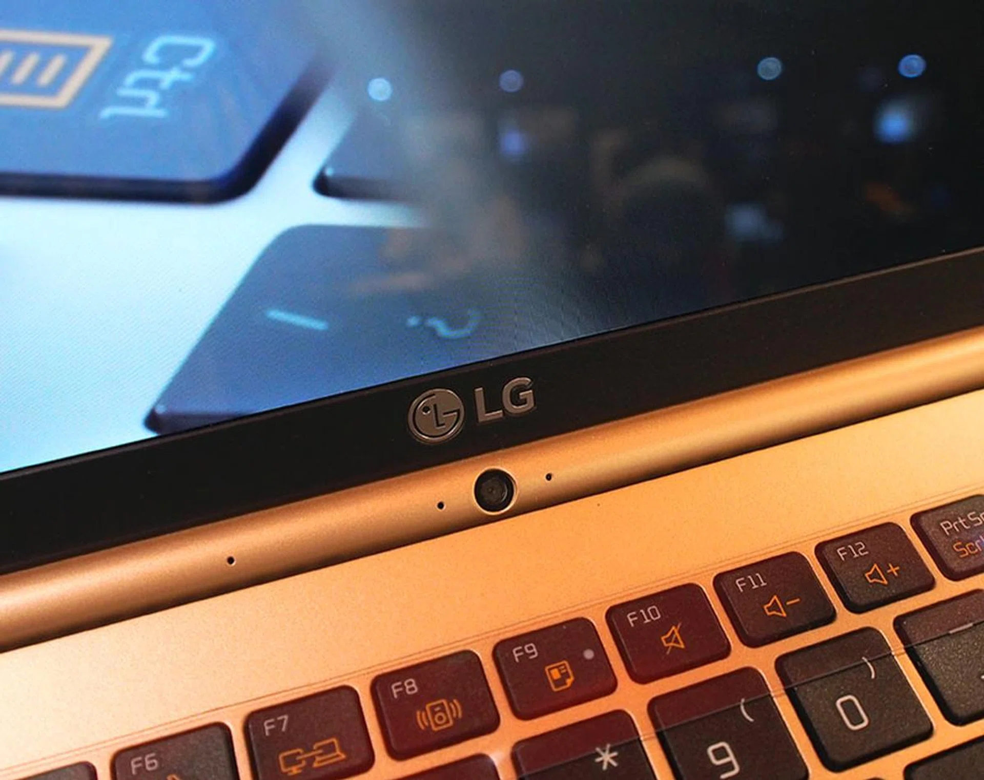 Because the bezel is so thin, there's no place on it for a webcam. Instead, the webcam has been integrated into the hinge, which makes for unflattering camera angles.