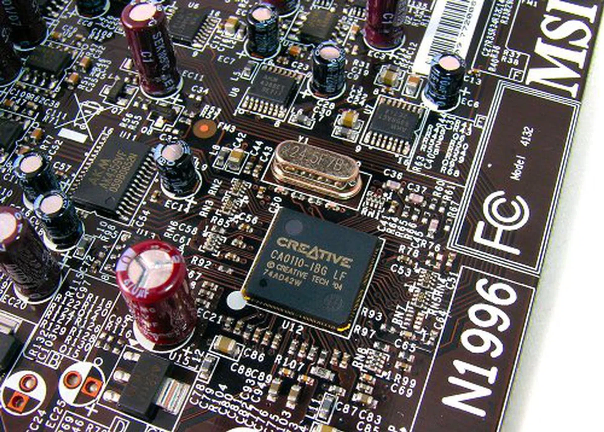 Close up of the "MSI" X-Fi card.