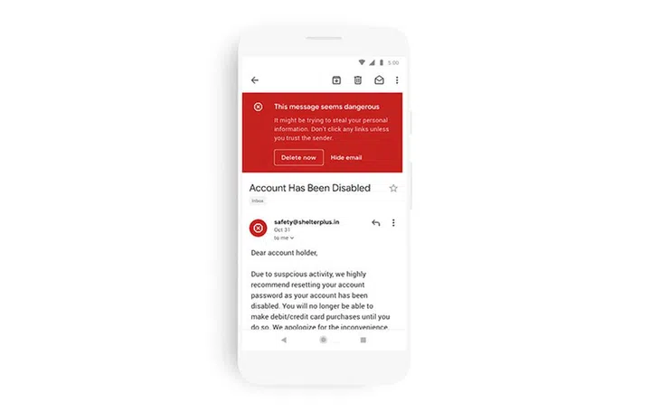 Google finally gets that red is best used for warning messages - like this.