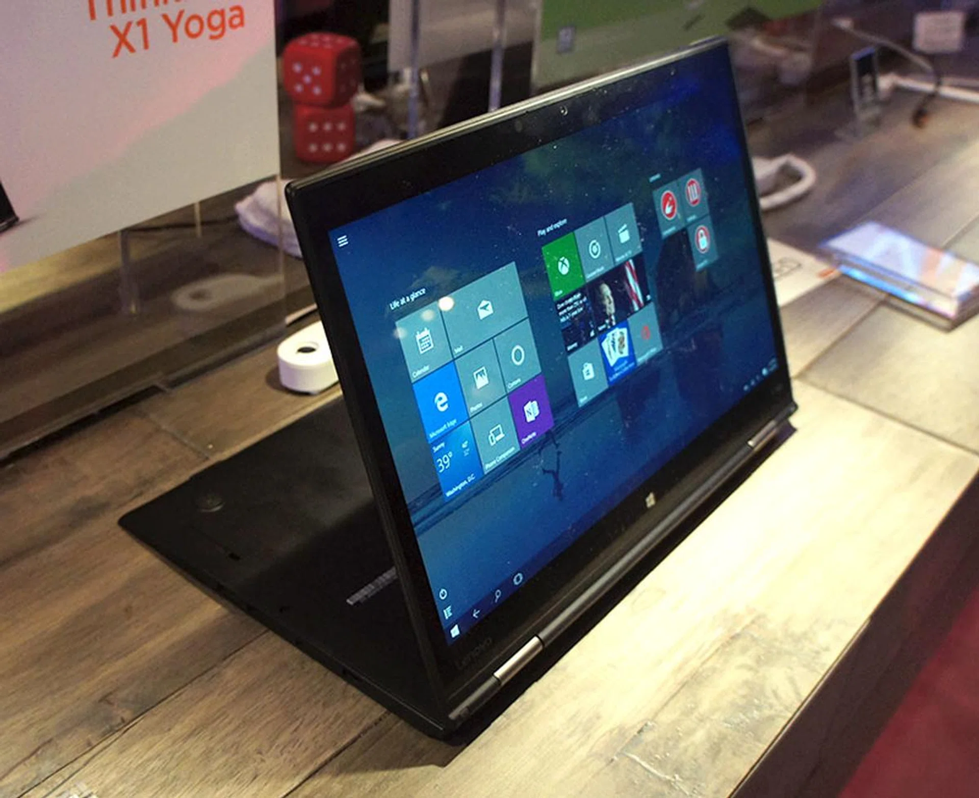 It can also be folded into what Lenovo calls "Present Mode" for sharing the display.