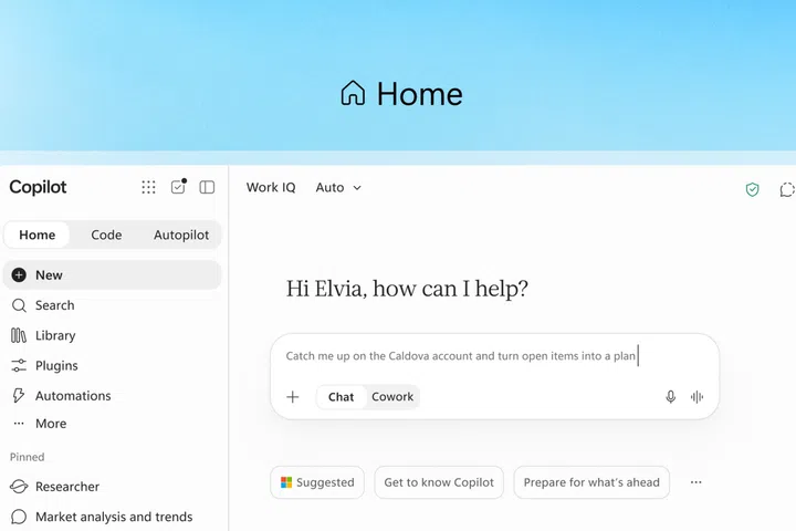 The revamped Home tab.