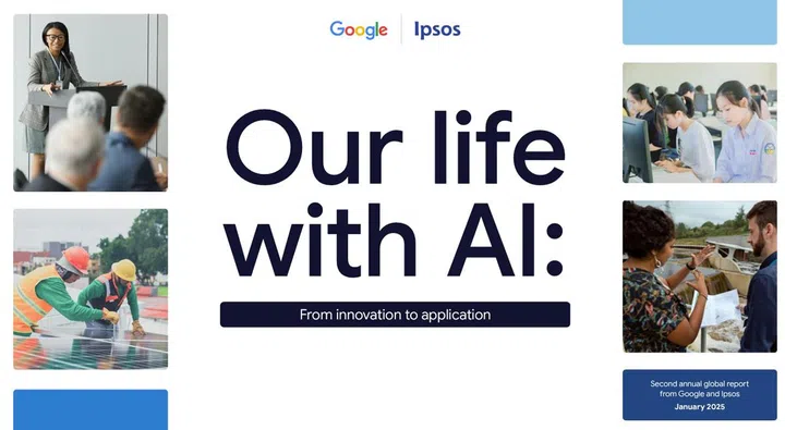 The IPSOS survey on generative AI's outlook is commissioned by Google and published in January 2025. Image: Google.