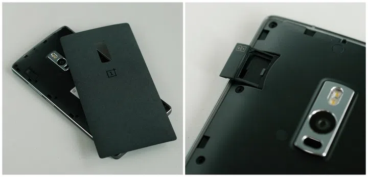 Rear cover that hides the dual-SIM port of the OnePlus 2.