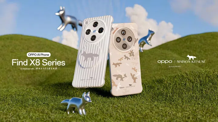 OPPO partners Maison Kitsuné for Find X8 series phone cases. Image: OPPO Singapore.