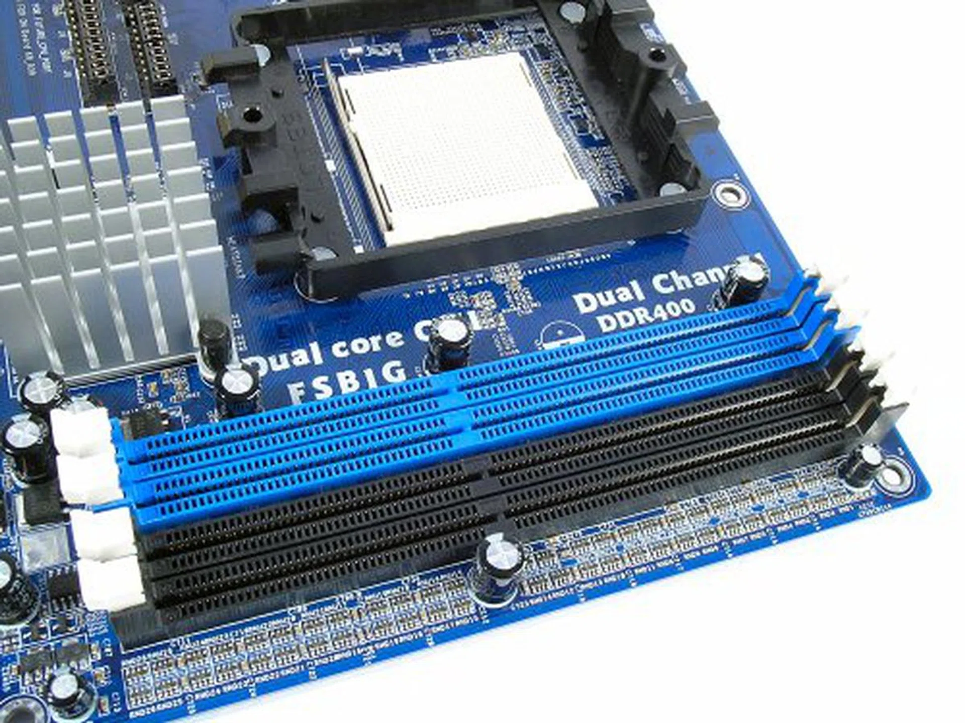 DIMM slots packed together and located right at the edge of the board.