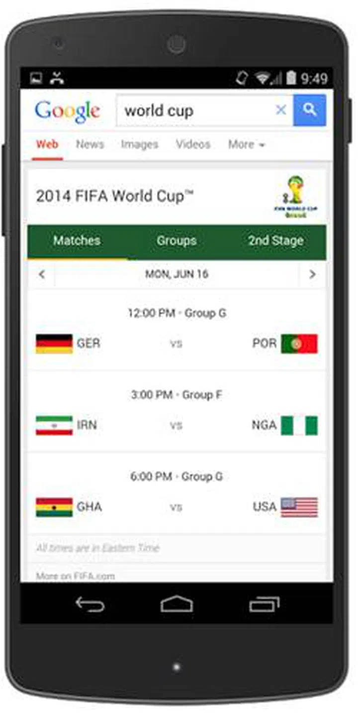 Be informed of daily match schedules with Google Search.