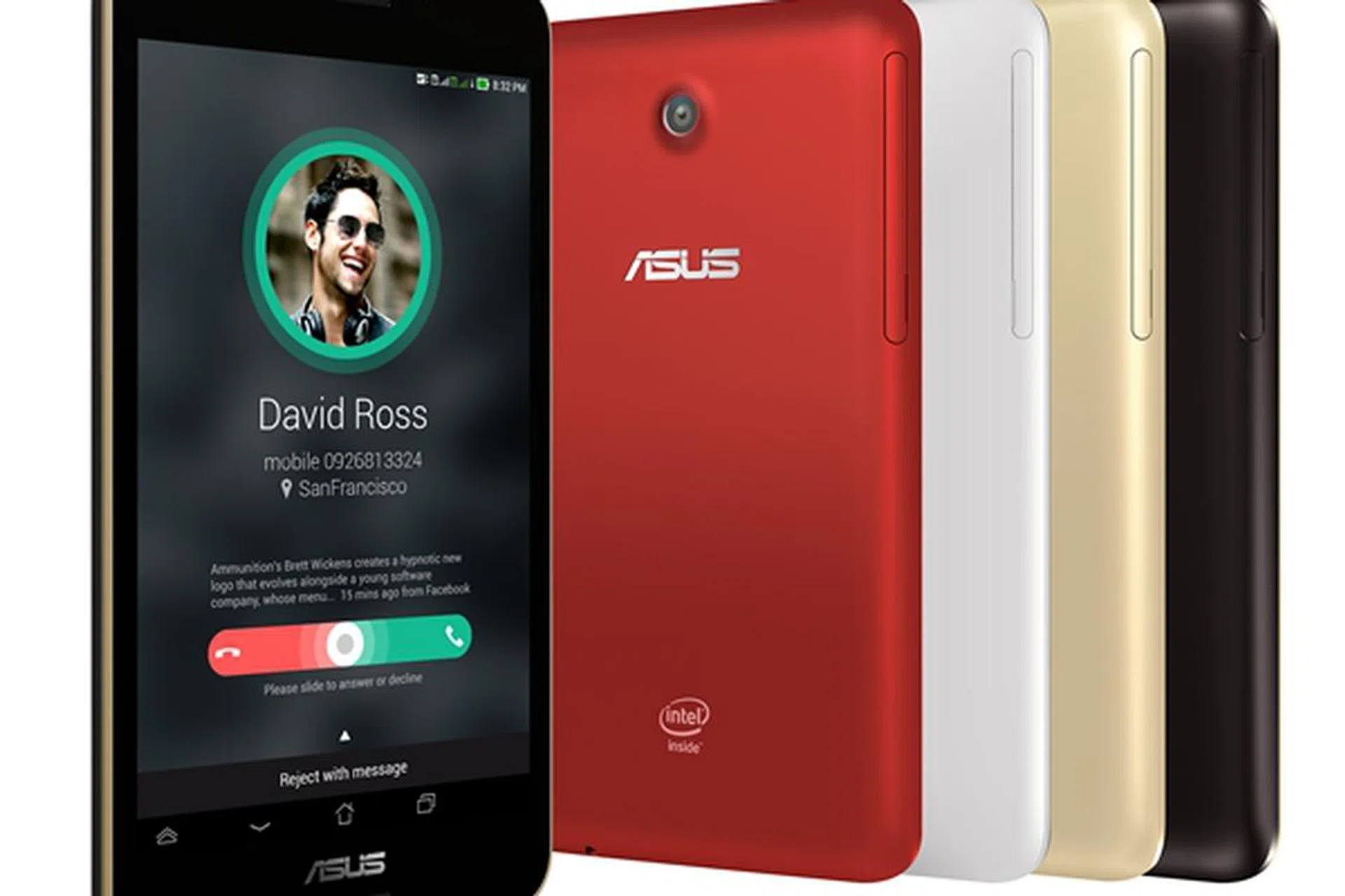 The ASUS Fonepad 7 is available in black, white, gold and red. <br>Image source: ASUS
