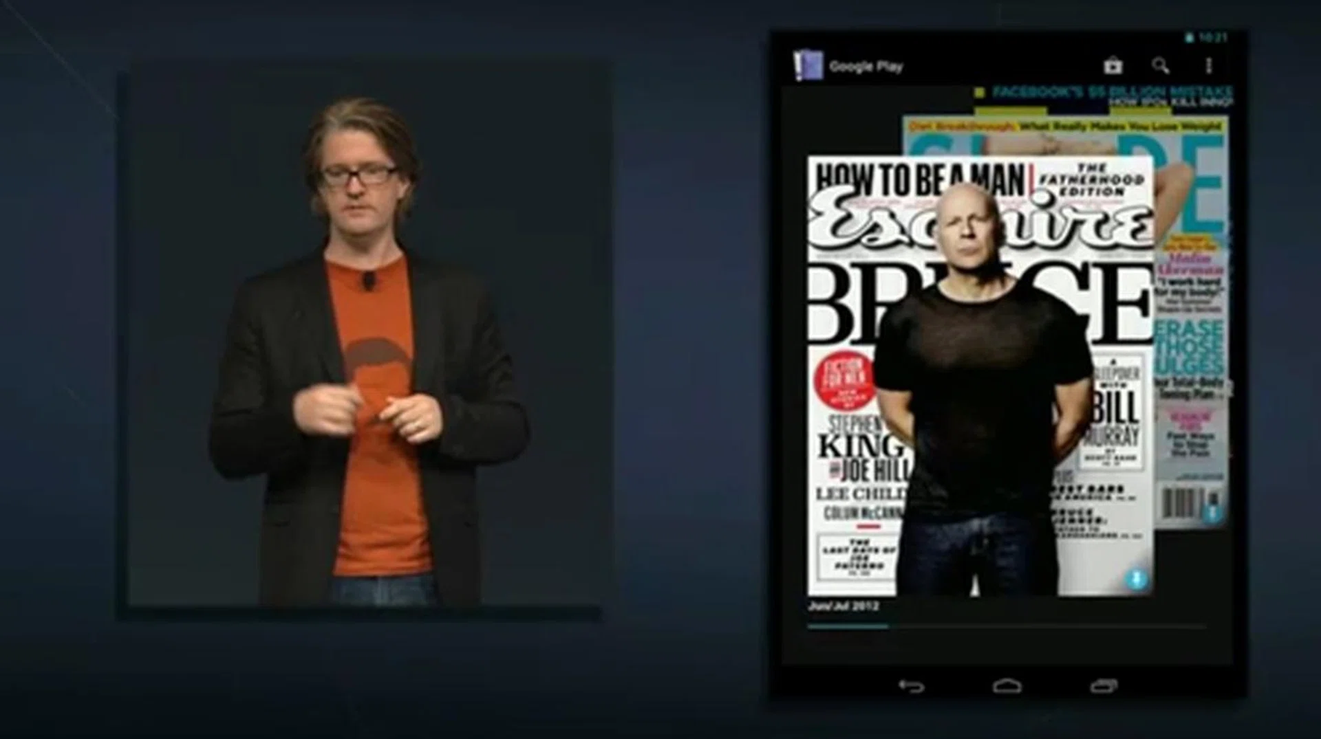 One of the new features seen in the Google Nexus 7 is the Google Play Magazine app. It offers a 3D user experience and offers a cover flow-like scrolling experience.